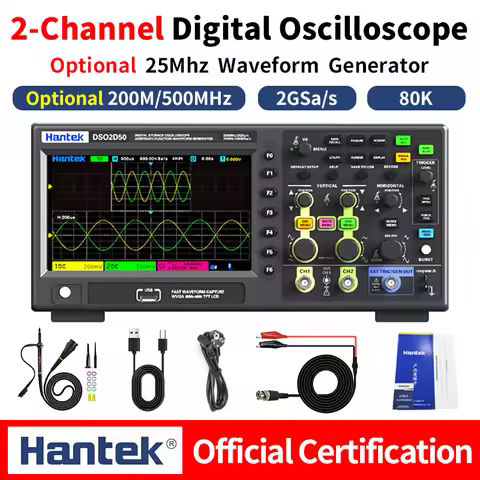【Hantek Official Genuine】Digital oscilloscope DSO2C20/2C35/2C50/2D20/2D35/2D205 200/350/500MHz 2Gsa/