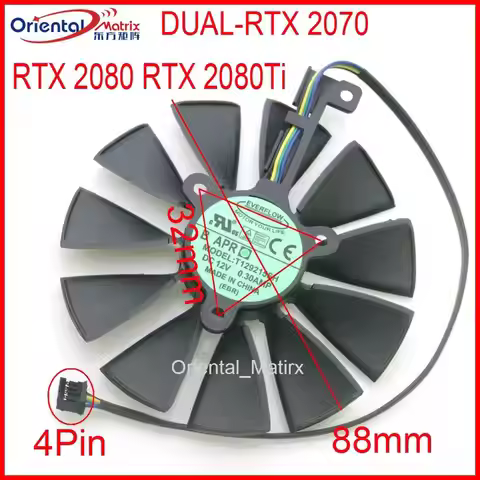 T129215SH T129215SU 12V 88mm Video Card Cooling Fan For ASUS DUAL RTX2060 RTX2070 RTX2080 O8G-EVO Gr