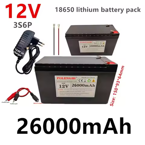 3S6P 12V 18Ah or 26Ah 18650 Li-ion battery pack with built-in intelligent BMS for sprayer, mobile po