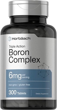 Horbäach Triple Boron Complex 6 mg Supplement | 300 Tablets | for Men and Women | Vegetarian, Non-GM