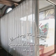Gorden Etalase Warung Makan Lebar 2 Meter Tinggi 1 Meter Hordeng Vitrase Putih Polos Transparan