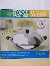 42cm stainless steel wok with cover