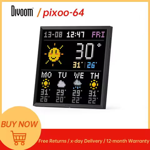Divoom Pixoo 64 WiFi Pixel Art Display WiFi Cloud Digital Frame with APP Control,64 X 64 LED Panel f