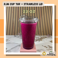 [ISI 50 PCS] RJM Gelas Plastik PP 18 Oz 22 Oz 7gr 22 Oz 8gr + Strawless Lid RJM IMP / Cup Plastik  D