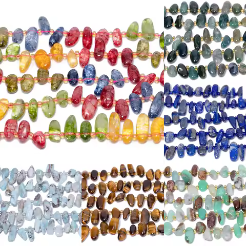 10-14mm AAA Irregular Natural Stone Larimar Lapis Lazuli Agate Beads Long Gravel Loose Beads for Jew