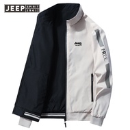 JEEP SPIRIT 1941 ESTD Spring and Autumn Mens Double-sided Jacket Standing Collar Jacket Casual Work