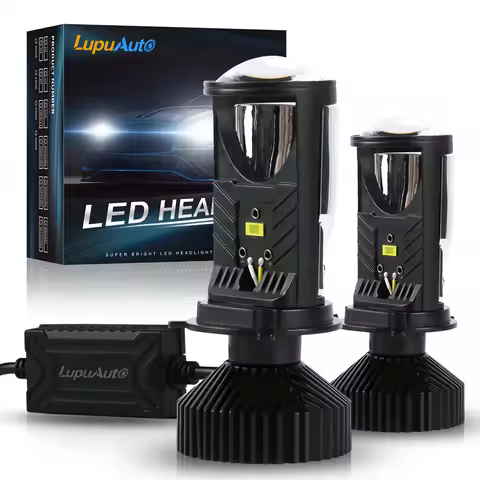 Y6D H4 LED Projector Headlight Bulbs Bi LED Lens Projector with Fan H4 Mini Projector Lens Headlight