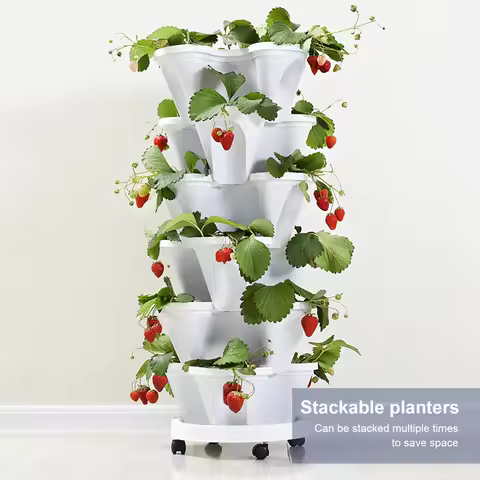 Stackable Vertical Planter, Planting Nursery Pots for Garden Strawberry, Herb