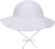 UPF 50+ UV Ray Sun Protection Wide Brim Baby Sun Hat,White,0-12 Months
