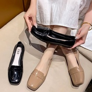 【 wwypp】Women's Square toe Glossy Style School/Office Flat Doll shoes S97