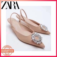FA4 ZARA Rhinestone Decorative Pointed Toe Low Heel Casual Women's Shoes