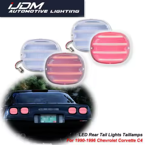 4PCS Red LED Car Rear Tail Lights Taillamps For Chevrolet Corvette C4 ZR1 1990-1996 Running Light Br