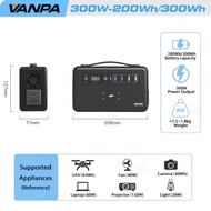 VANPA 200W สถานีไฟฟ้าแบบพกพาขนาดเล็ก 200Wh แบตเตอรี่ขนาดใหญ่ Powerbank พร้อม AC/DC/PD/USB/เอาต์พุตไร