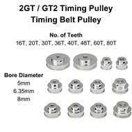GT2 2GT Timing 16T/20T/30T/36T/40T/60T Pulley 5mm/6.35mm/8mm Bore - 6mm/10mm Belt Width sga -