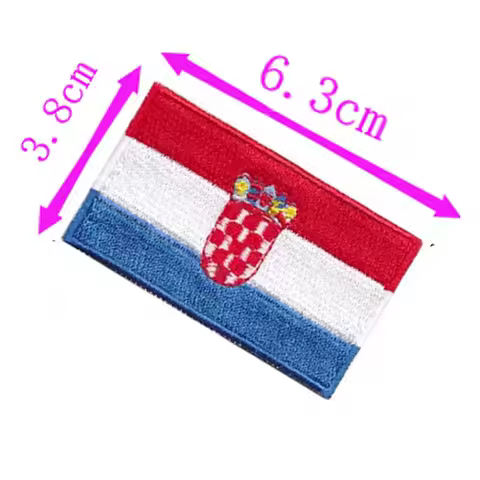 Croatia Country Flag Embroidery Patch 6.3cm Wide Iron On Sew On Backing
