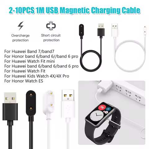 USB Magnetic Charging Cable 1M Smartwatch Fast Charging Cable for Huawei Band 7/Honor Band 6/6 Pro f