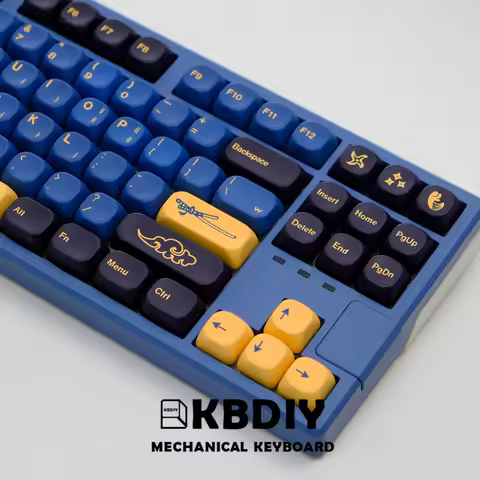 KBDiy 130 Keys PBT GMK Keycap Custom KOA Profile GMK Blue Samurai Keycaps for Mechanical Keyboard fo