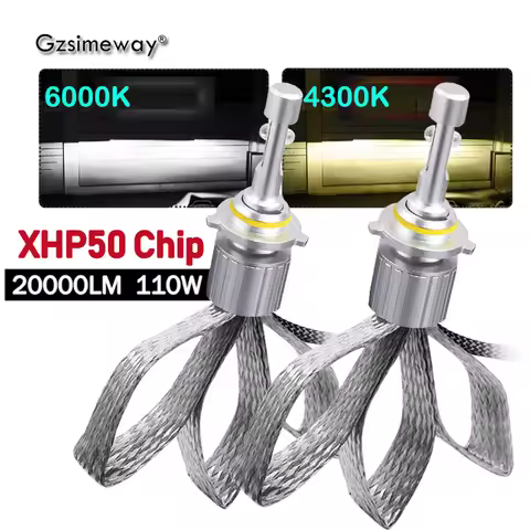 2PCS HB3 9005 H11 Fanless LED Light H7 H1 H4 9006 HB4 HIR2 D2S D2H H13 Car Bulbs XHP50 110W 4300K 60