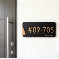 Hdb Unit Number 29*11cm black Acrylic indicator house number Number plate Customized Unit Number