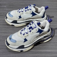 97🆕Balenciaga巴黎世家 Triple S 做舊 網眼 運動鞋 低幫 老爹鞋 女款 白藍