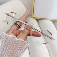 JN IMPRESSION New Rimless Myopic Glasses Starlight Flashing Trendy Glasses Fashion Versatile Anti-bl