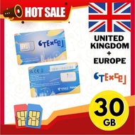 UK Sim Card 英国 UK+EU SIM England + Europe Sim Card United Kingdom Sim Card Phone Number