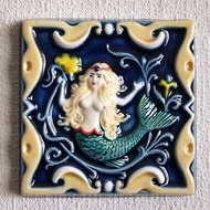 Mermaid handpainted ceramic art tile Decorative glazed ceramic tile