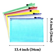 Office File Zip File Transparent Plastic Mesh Net Bag Zip Bag/ Document bag A4 file