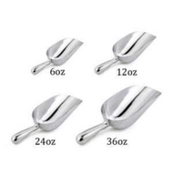 Cast Aluminum Round Bottom Bar Ice Flour Utility Scoop, 6oz, 12oz, 24oz, 36oz, Silver