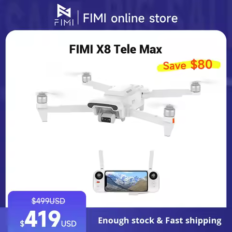 FIMI X8 Tele Max Drone 1/2-inch CMOS 4K 60fps Video, 30X Hybrid Zoom Camera with 3-Axis Gimbal, AI S