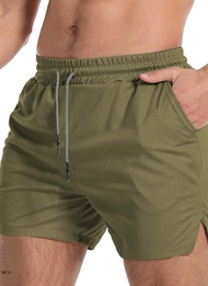 Running shorts mens gym sports shorts 2-in-1 quick drying exercise training gym fitness jogging shor