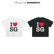 BOXY FORM T-SHIRT "I LOVE SG" WONDERSTU - UNISEX COTTON 260GSM BOXY T SHIRT