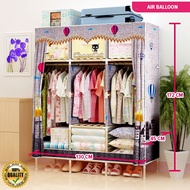 MHJ 3H (130cm  x 45cm x 172cm) DIY Almari Baju Wardrobe Solid Wood / Rak Baju Kayu Clothes Storage Rack Ready Stock