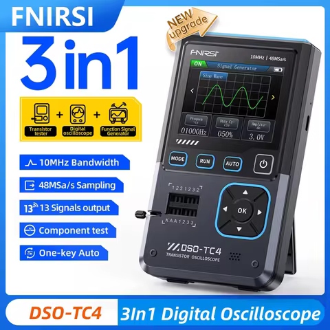 FNIRSI DSO-TC4 Digital Oscilloscope 10MHz Bandwidth 48MSa/s Sampling Rate 3IN1 3.7V/1500mAh Multimet
