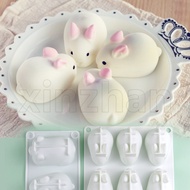 Easter Cartoon 6 Bunny Silicone Cake Mould / Chocolate &amp; Jelly &amp; Pudding Tray / DIY Glue &amp; Soap Silicone Mould
