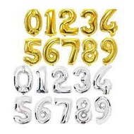 (NUMBER 0-9) 40inches Silver and Gold Color Foil Number Balloon