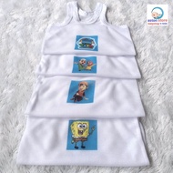 1 Lusin 6 Pcs Singlet Bayi Kaos Dalam Anak Laki laki Perempuan Usia 0-3 tahun Size XS S M L / Lusina