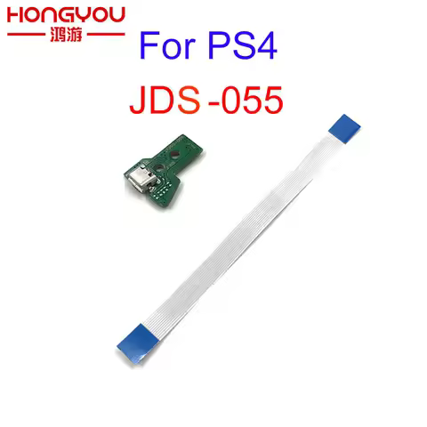 JDS-055 USB Charging Port Socket Board 12 pin flex ribbon cable with PCB Board micro USB For PS4 Con
