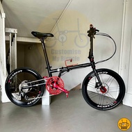 Fnhon Gust 22” • 10 Gears Shimano Tiagra Litepro • Foldable Folding Foldie Bike Bicycle • 20” 451 • Batman Matte Black