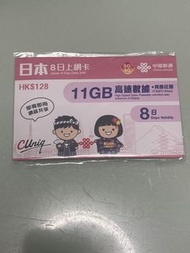 日本8日上網卡 11GB數據 SIM卡