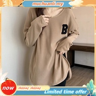 Waffle T Shirt Plus Size Women Long Sleeve Baggy Shirt Slimmer Look Baju Perempuan Lengan Panjang