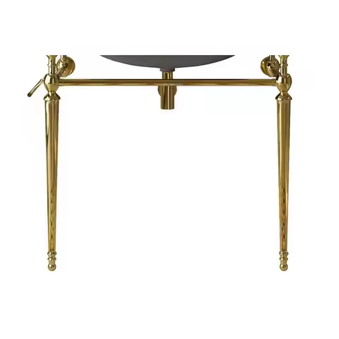 36" Freestanding Bathroom Vanity, Iron Legs, Gold Finish, No Basin, Modern Design, Elegant Storage S