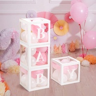8Pcs BabyShower Party Decorations Letter Balloon Boxes, 4Transparent Balloons Boxes With Letters For