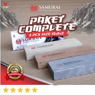 Samurai Asahan / Batu Asah 15 x 5 x 2 cm  / Paket 3 Pcs GRIT 4000 6000 12000 Pengasah Pisau Batu Asl