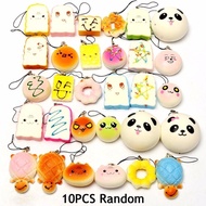 10pcs Exquisite Mini Kawaii Panda Squishy Charm Straps Soft Bread Donuts Toys