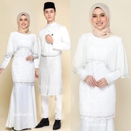 Baju Kurung Moden Nikah Putih Offwhite Off White | Baju Sanding | Baju Pengantin | Couple Set Sedond