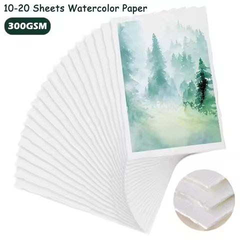 10-20 Sheets Thick Watercolor Paper with Deckle Edge A6 300 GSM Cotton Textured Handmade Papers for 