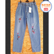 ABYAN CLOTH - BOYFRIEND BORDIR BUNGA CELANA WANITA CELANA PANJANG / BAGGY BORDIR BUNGA / CELANA PANJ