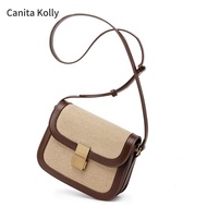 Canita Kolly New Style Genuine Leather Female Bag Canvas Messenger Bag Shoulder Bag Horseshoe Bag