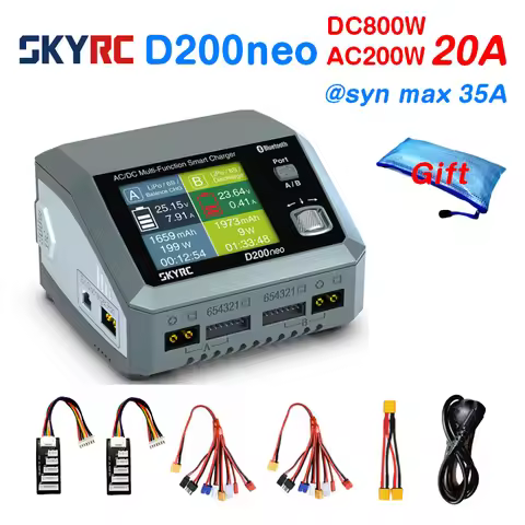 SKYRC D200neo DC800W AC200W 20A Dual Channel Smart Charger for LiPo LiHV LiFe Lilon NiMH NiCd Pb Bat